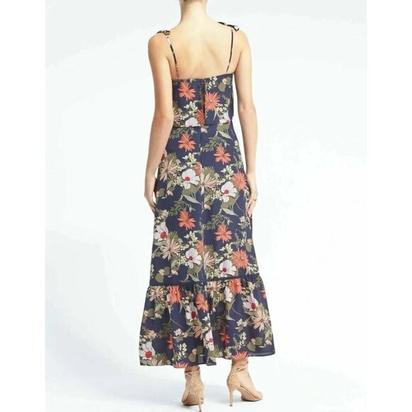 BANANA REPUBLIC Floral Print Ruffle Hem Maxi Dress Sleeveless Women's Sz 6 - Picture 3 of 11
